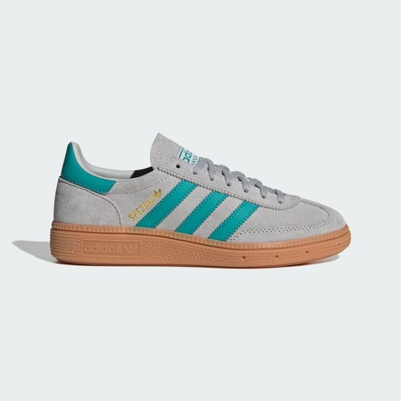 Adidas Handball Skezial Sneakers Kids 3.5Y Retro 70s Sporty Grey Teal Lace Up - Picture 2 of 10